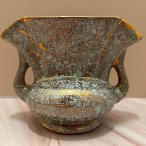 Vintage Gold Crackle Glaze Art Pottery Vase